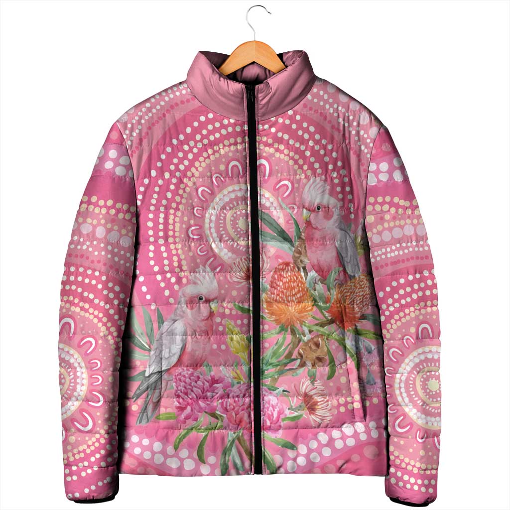 Personalized Pink Galah Aboriginal Dot Art Padded Jacket Australia’s Breast Cancer Awareness - Aussie Hoodie