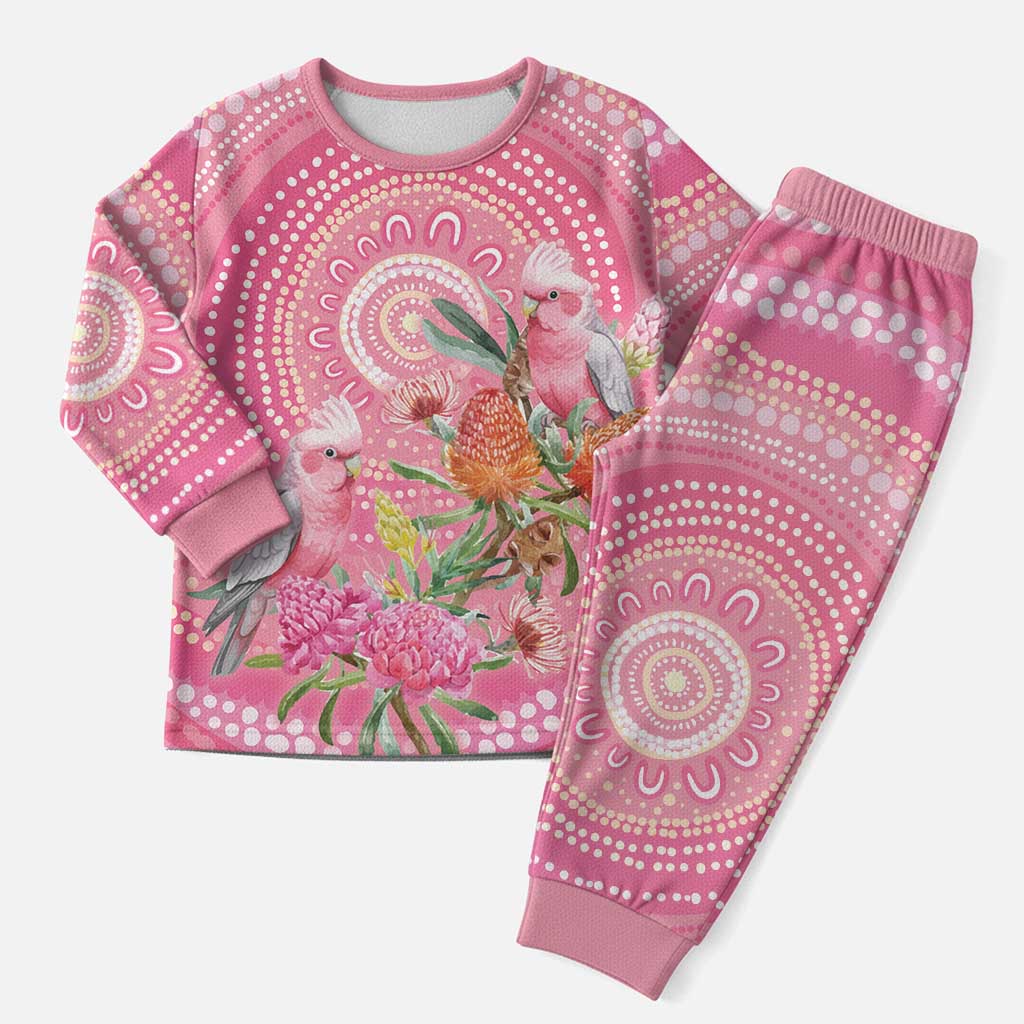Personalized Pink Galah Aboriginal Dot Art Christmas Pajama Set Australia’s Breast Cancer Awareness - Aussie Hoodie