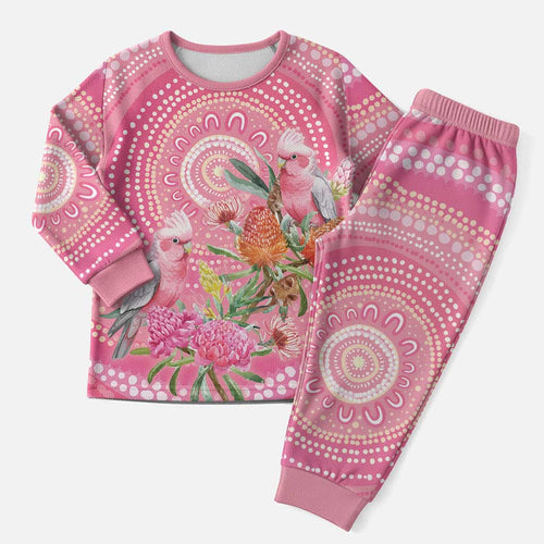Personalized Pink Galah Aboriginal Dot Art Christmas Pajama Set Australia’s Breast Cancer Awareness - Aussie Hoodie