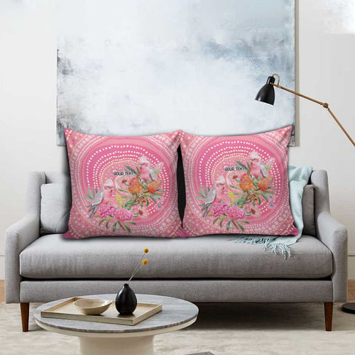 Personalized Pink Galah Aboriginal Dot Art Pillow Cover Australia’s Breast Cancer Awareness - Aussie Hoodie