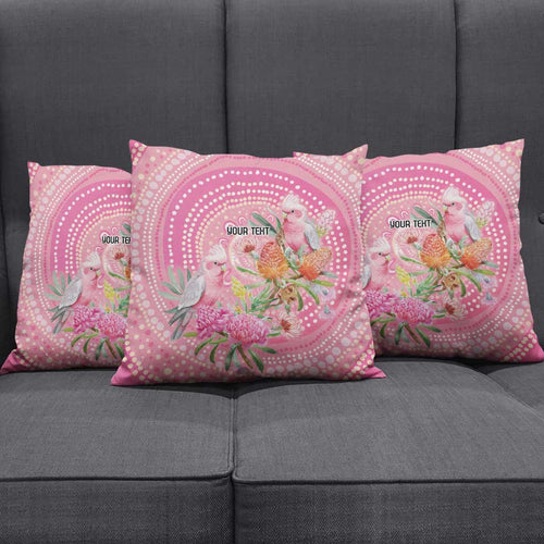 Personalized Pink Galah Aboriginal Dot Art Pillow Cover Australia’s Breast Cancer Awareness - Aussie Hoodie
