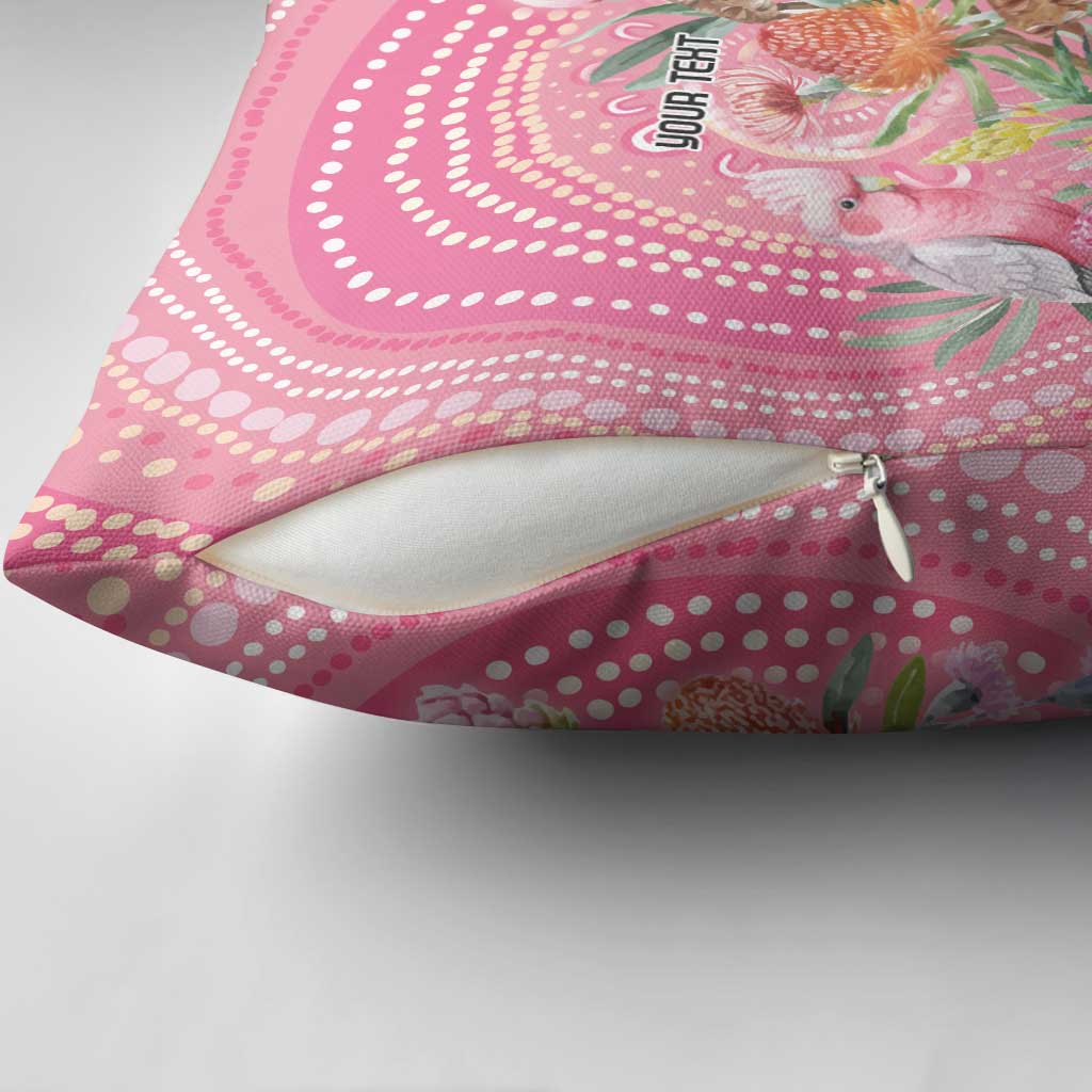Personalized Pink Galah Aboriginal Dot Art Pillow Cover Australia’s Breast Cancer Awareness - Aussie Hoodie