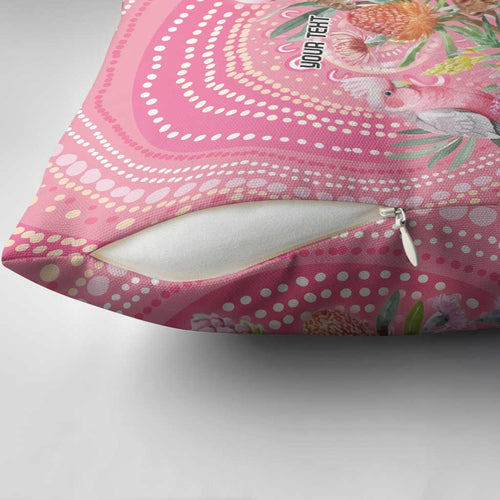 Personalized Pink Galah Aboriginal Dot Art Pillow Cover Australia’s Breast Cancer Awareness - Aussie Hoodie