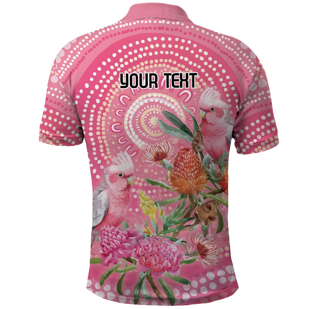 Personalized Pink Galah Aboriginal Dot Art Polo Shirt Australia’s Breast Cancer Awareness - Aussie Hoodie