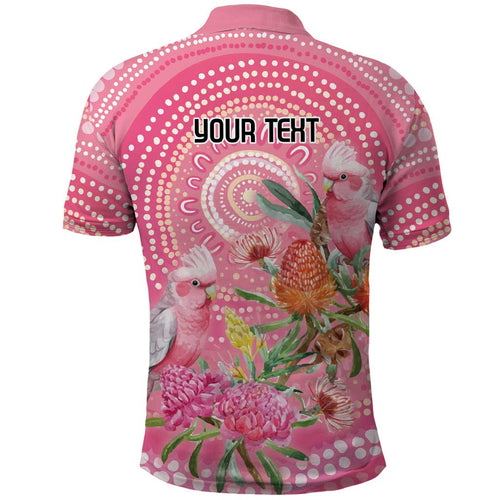 Personalized Pink Galah Aboriginal Dot Art Polo Shirt Australia’s Breast Cancer Awareness - Aussie Hoodie