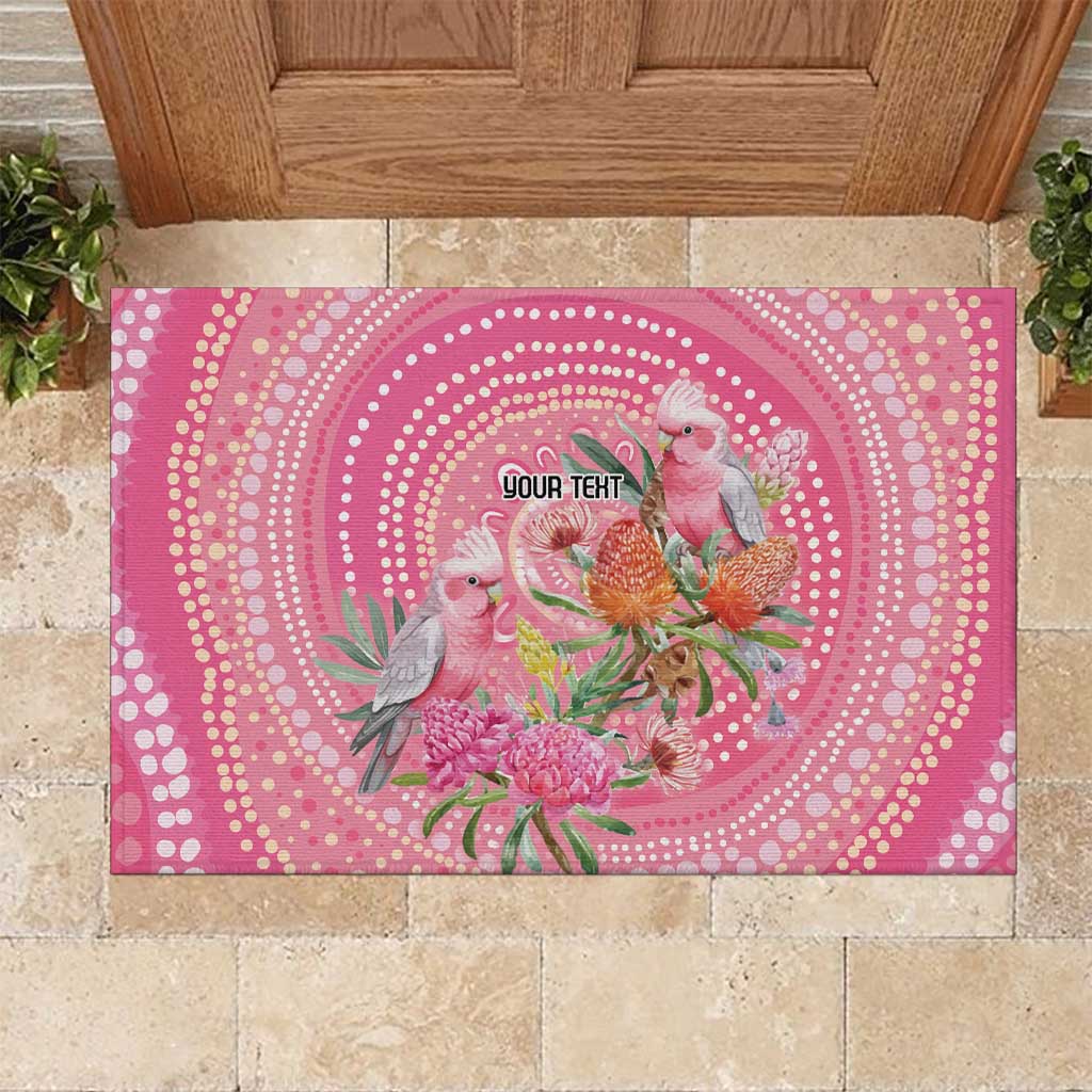 Personalized Pink Galah Aboriginal Dot Art Rubber Doormat Australia’s Breast Cancer Awareness - Aussie Hoodie