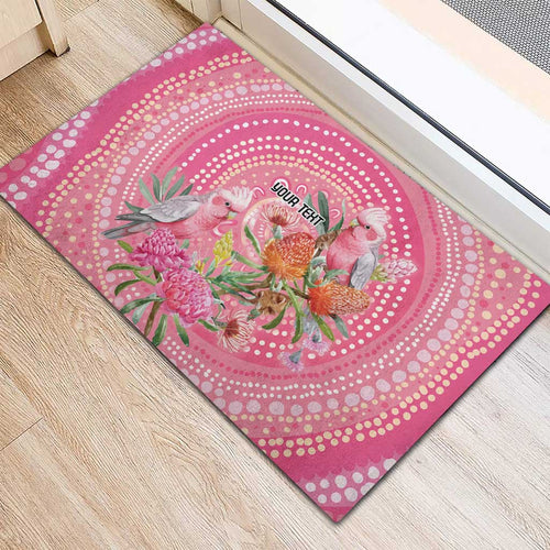 Personalized Pink Galah Aboriginal Dot Art Rubber Doormat Australia’s Breast Cancer Awareness - Aussie Hoodie