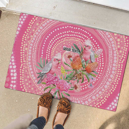 Personalized Pink Galah Aboriginal Dot Art Rubber Doormat Australia’s Breast Cancer Awareness - Aussie Hoodie