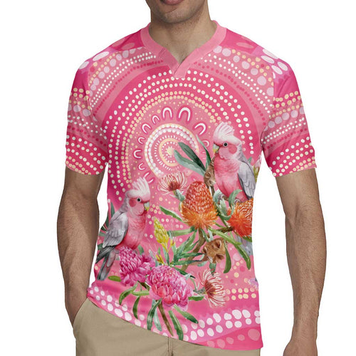 Personalized Pink Galah Aboriginal Dot Art Rugby Jersey Australia’s Breast Cancer Awareness - Aussie Hoodie