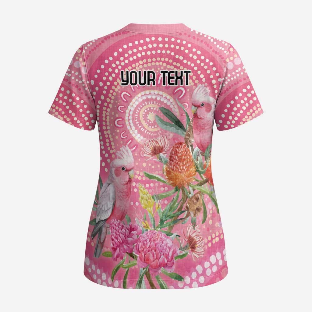 Personalized Pink Galah Aboriginal Dot Art Scrub Top Australia’s Breast Cancer Awareness - Aussie Hoodie