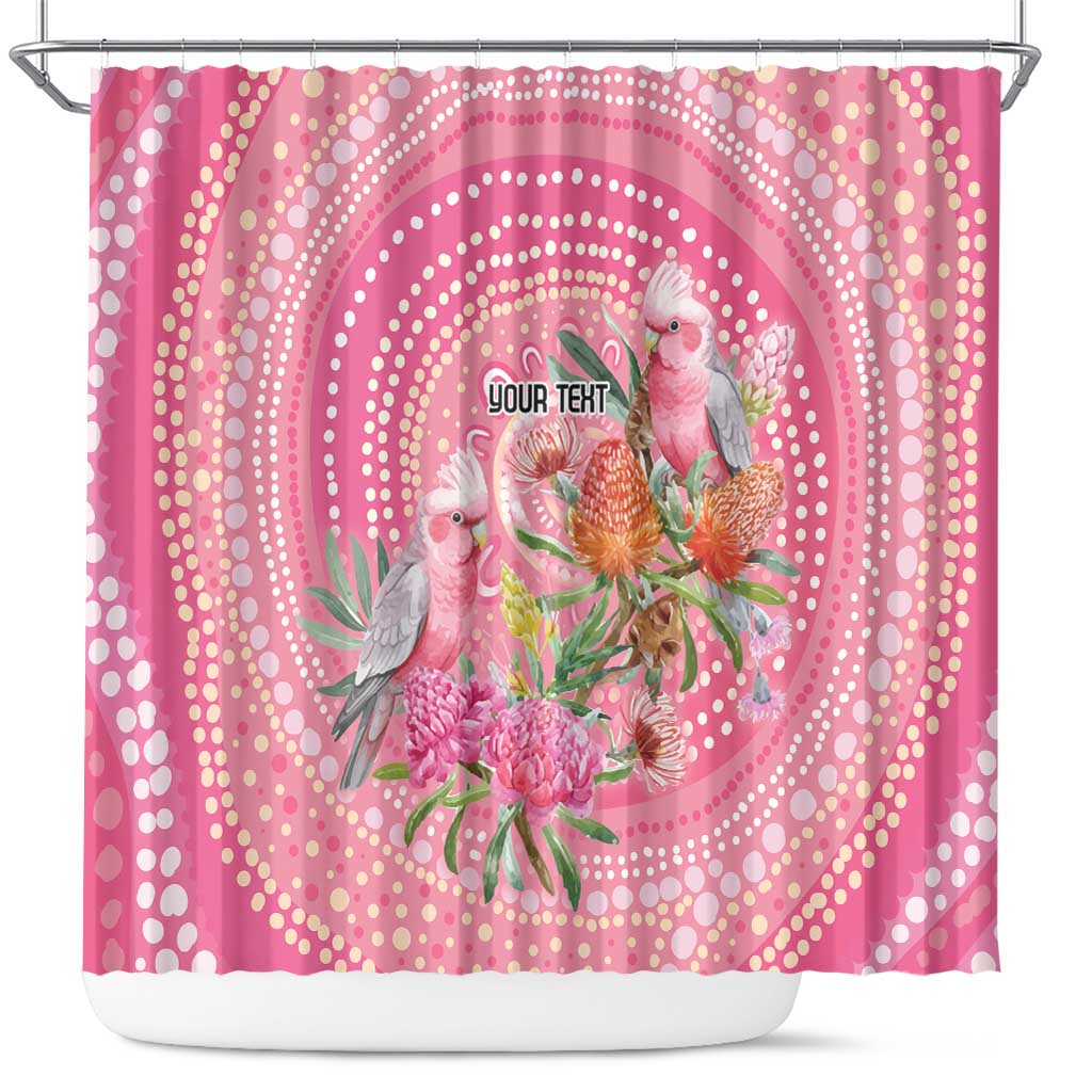 Personalized Pink Galah Aboriginal Dot Art Shower Curtain Australia’s Breast Cancer Awareness - Aussie Hoodie