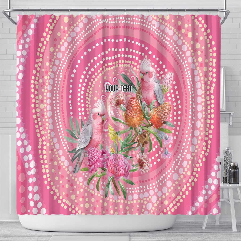 Personalized Pink Galah Aboriginal Dot Art Shower Curtain Australia’s Breast Cancer Awareness - Aussie Hoodie