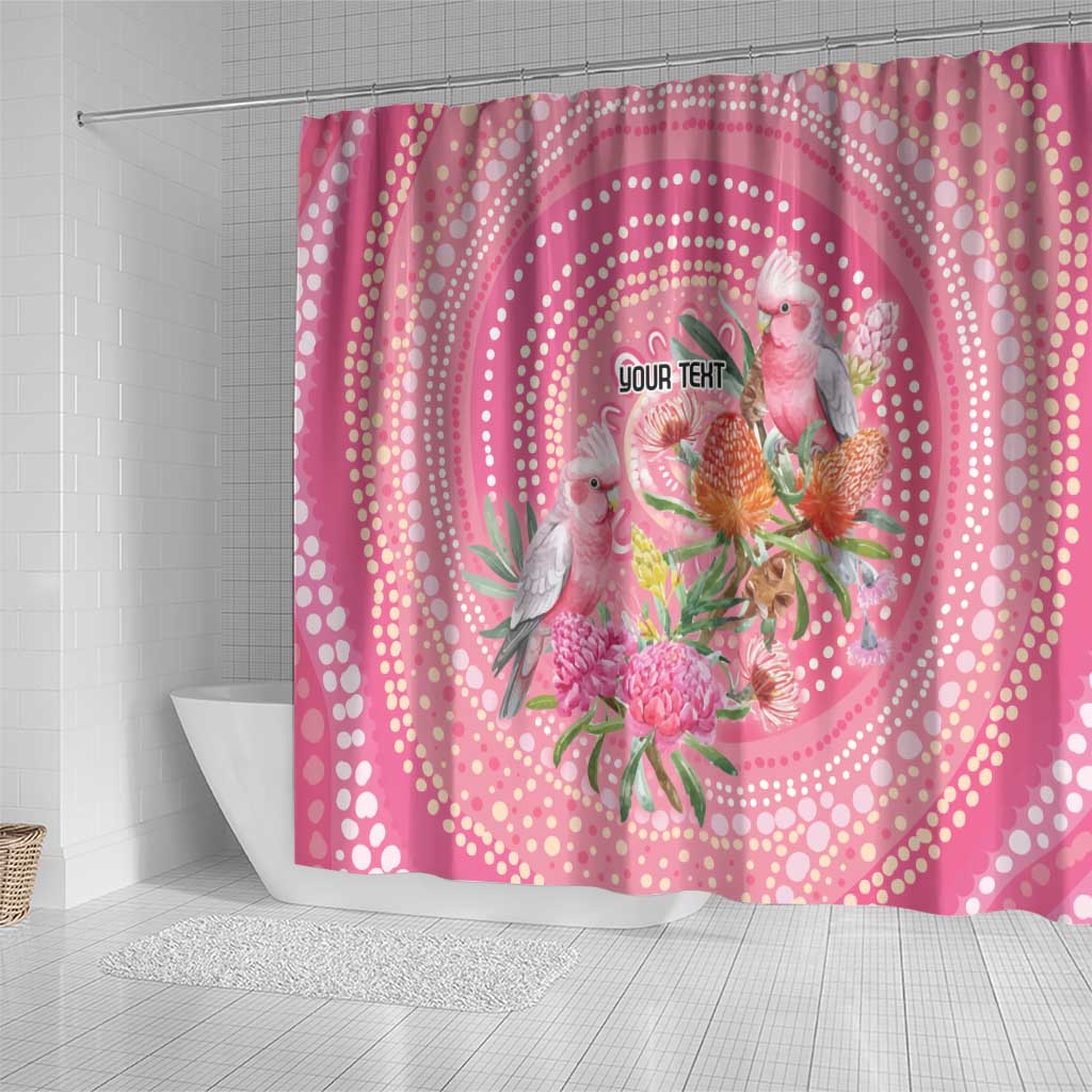 Personalized Pink Galah Aboriginal Dot Art Shower Curtain Australia’s Breast Cancer Awareness - Aussie Hoodie