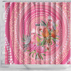 Personalized Pink Galah Aboriginal Dot Art Shower Curtain Australia’s Breast Cancer Awareness - Aussie Hoodie
