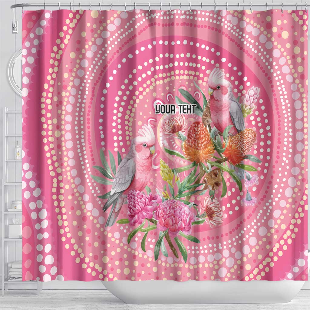 Personalized Pink Galah Aboriginal Dot Art Shower Curtain Australia’s Breast Cancer Awareness - Aussie Hoodie