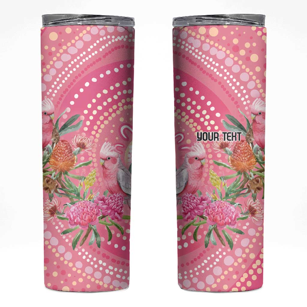 Personalized Pink Galah Aboriginal Dot Art Skinny Tumbler Australia’s Breast Cancer Awareness - Aussie Hoodie