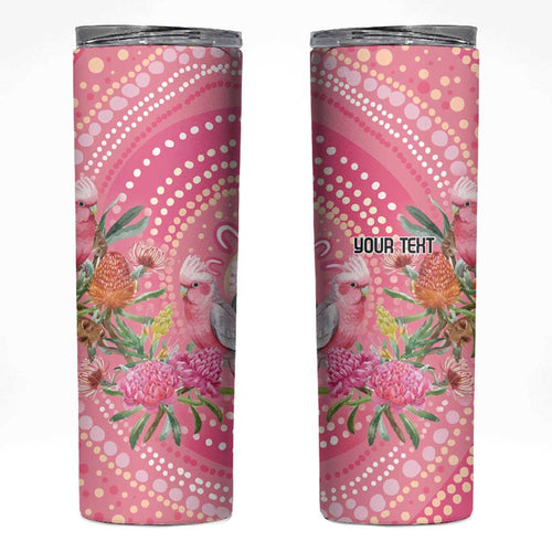 Personalized Pink Galah Aboriginal Dot Art Skinny Tumbler Australia’s Breast Cancer Awareness - Aussie Hoodie