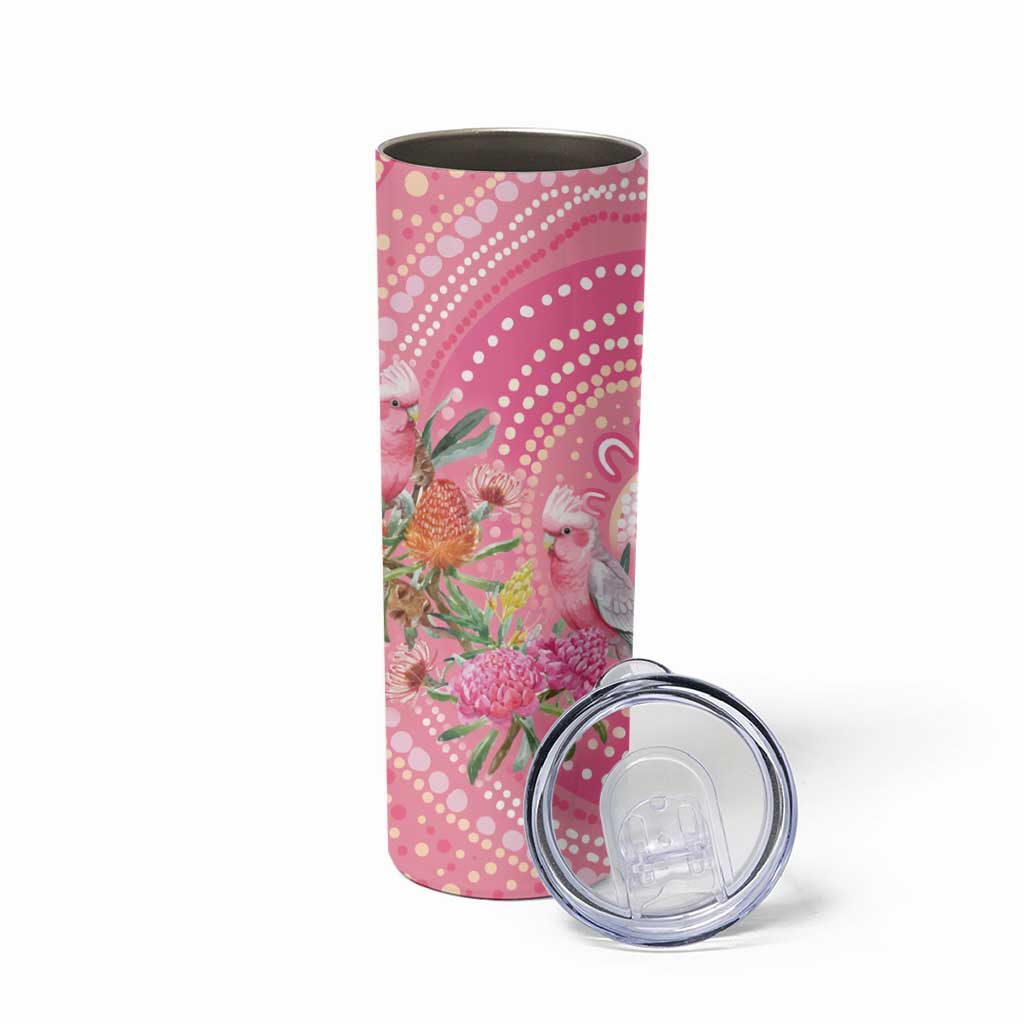 Personalized Pink Galah Aboriginal Dot Art Skinny Tumbler Australia’s Breast Cancer Awareness - Aussie Hoodie