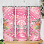 Personalized Pink Galah Aboriginal Dot Art Skinny Tumbler Australia’s Breast Cancer Awareness - Aussie Hoodie