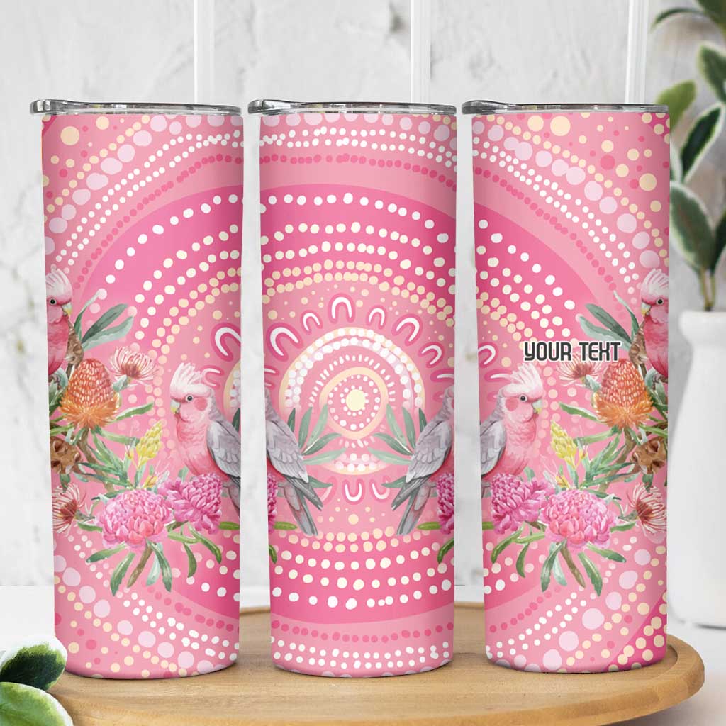Personalized Pink Galah Aboriginal Dot Art Skinny Tumbler Australia’s Breast Cancer Awareness - Aussie Hoodie