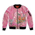 Personalized Pink Galah Aboriginal Dot Art Sleeve Zip Bomber Jacket Australia’s Breast Cancer Awareness - Aussie Hoodie