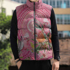 Personalized Pink Galah Aboriginal Dot Art Sleeveless Puffer Jacket Australia’s Breast Cancer Awareness - Aussie Hoodie