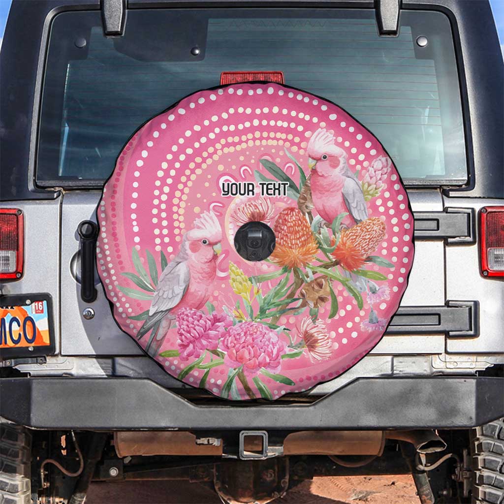 Personalized Pink Galah Aboriginal Dot Art Spare Tire Cover Australia’s Breast Cancer Awareness - Aussie Hoodie