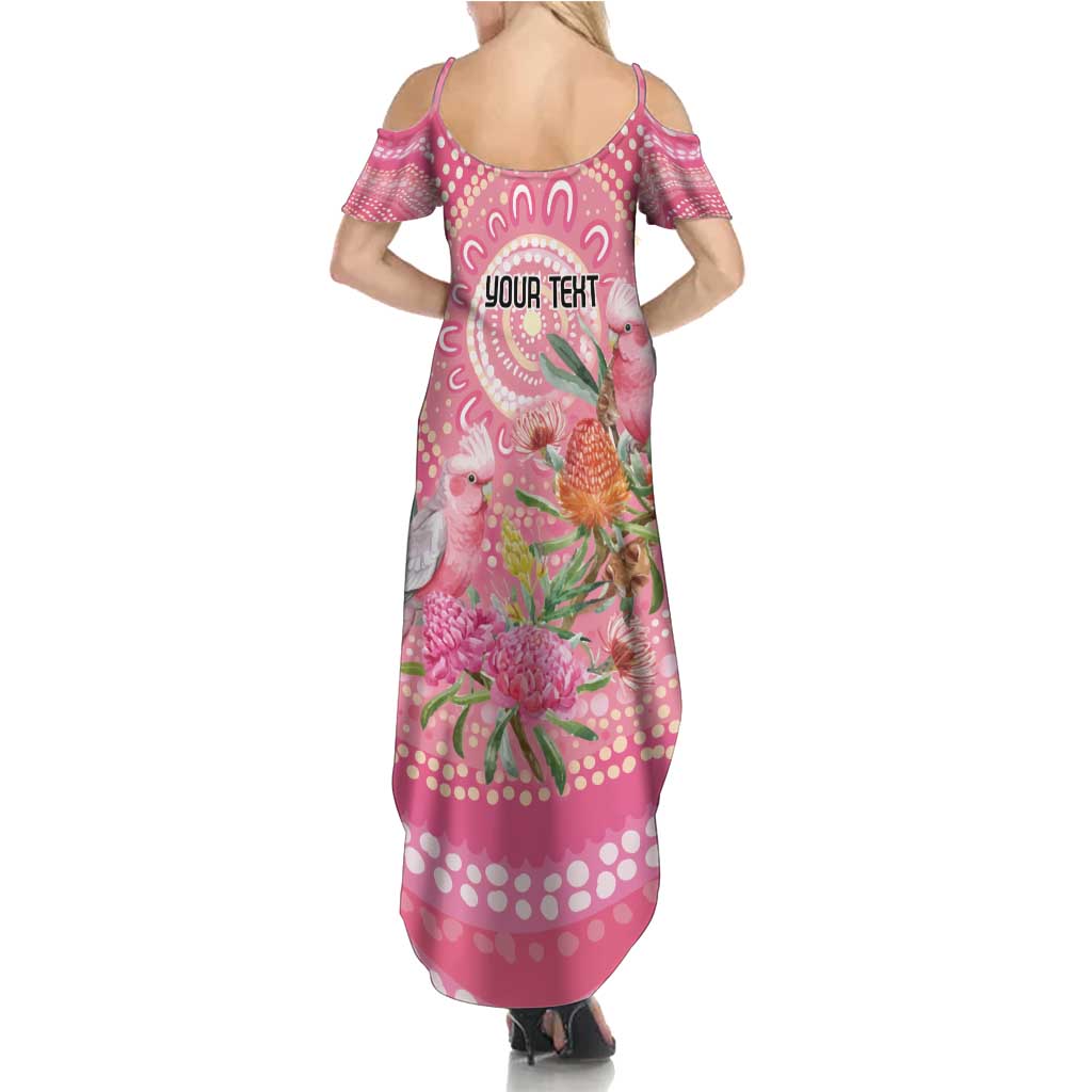 Personalized Pink Galah Aboriginal Dot Art Summer Maxi Dress Australia’s Breast Cancer Awareness - Aussie Hoodie