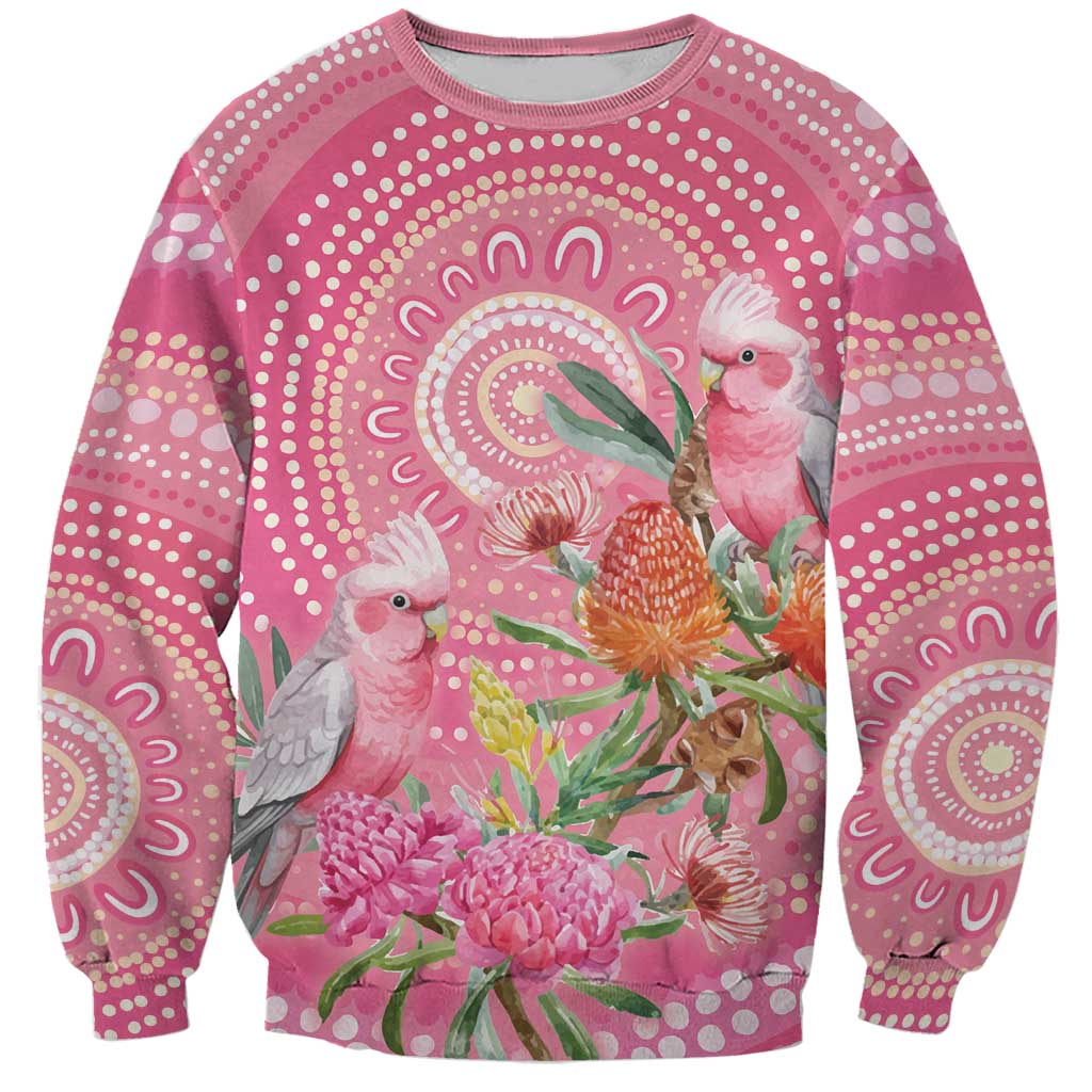 Personalized Pink Galah Aboriginal Dot Art Sweatshirt Australia’s Breast Cancer Awareness - Aussie Hoodie