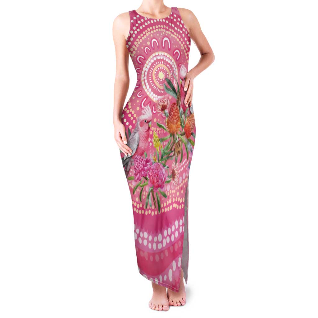 Personalized Pink Galah Aboriginal Dot Art Tank Maxi Dress Australia’s Breast Cancer Awareness - Aussie Hoodie