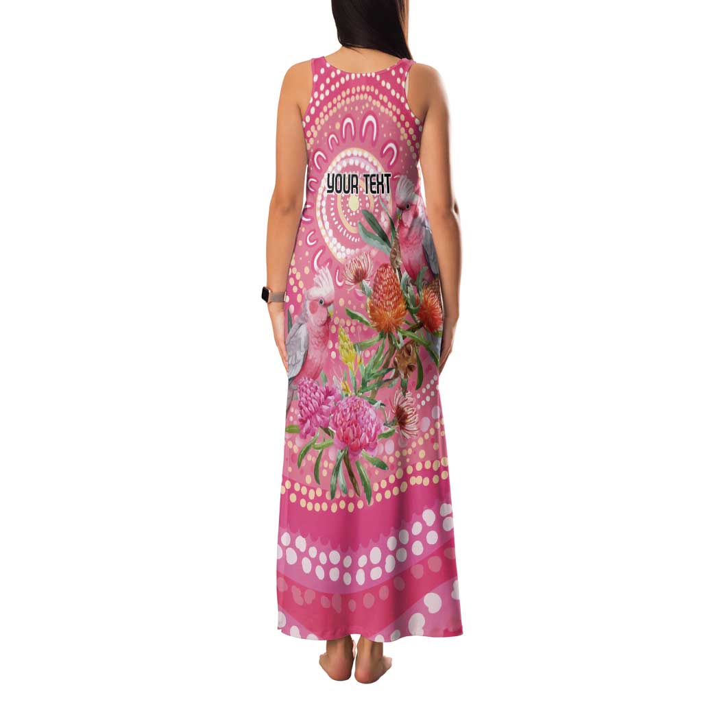 Personalized Pink Galah Aboriginal Dot Art Tank Maxi Dress Australia’s Breast Cancer Awareness - Aussie Hoodie