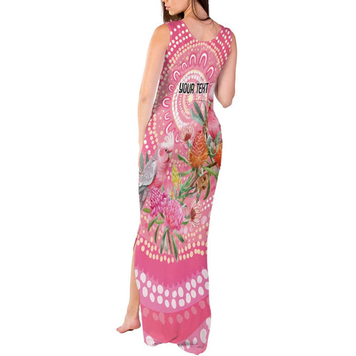 Personalized Pink Galah Aboriginal Dot Art Tank Maxi Dress Australia’s Breast Cancer Awareness - Aussie Hoodie