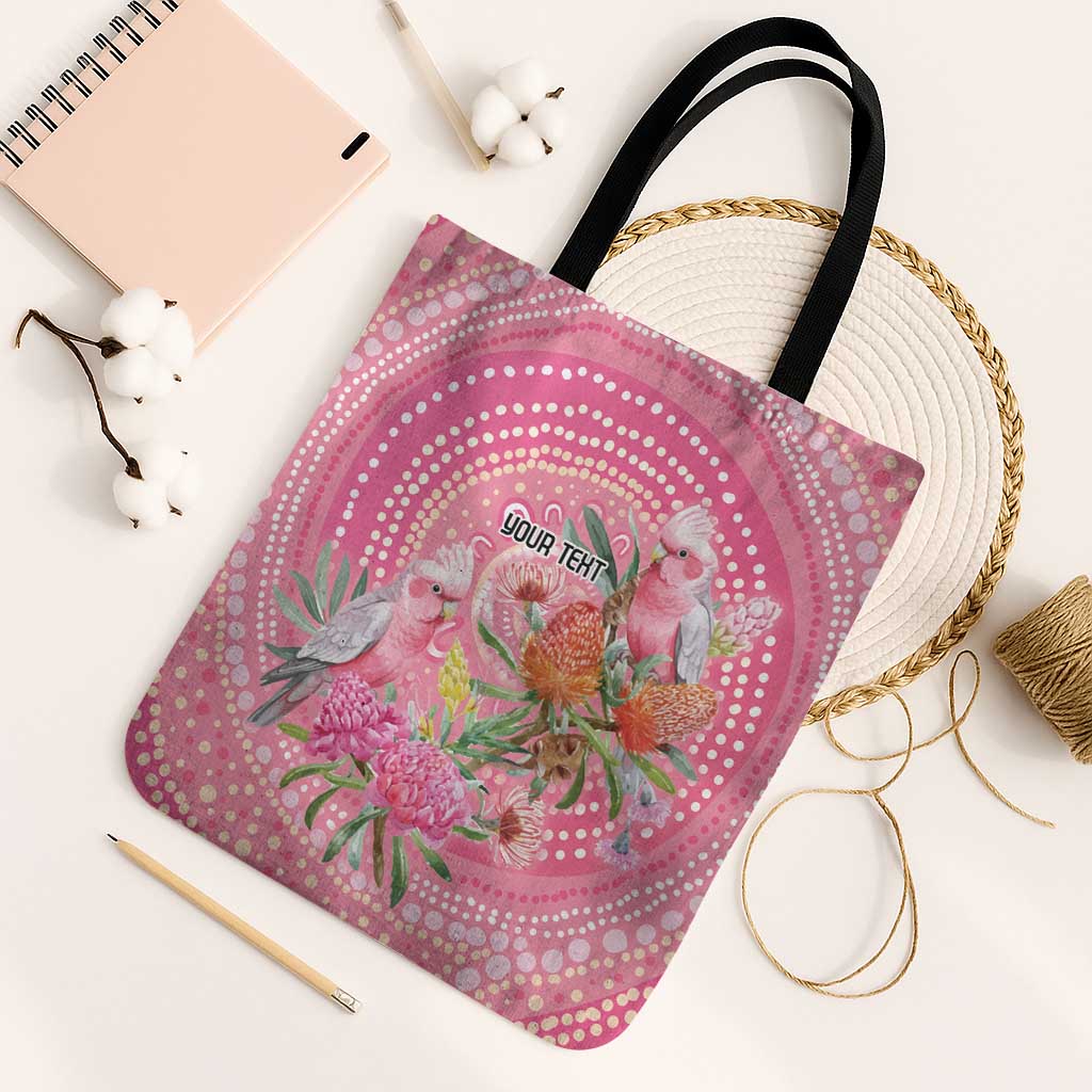 Personalized Pink Galah Aboriginal Dot Art Tote Bag Australia’s Breast Cancer Awareness - Aussie Hoodie