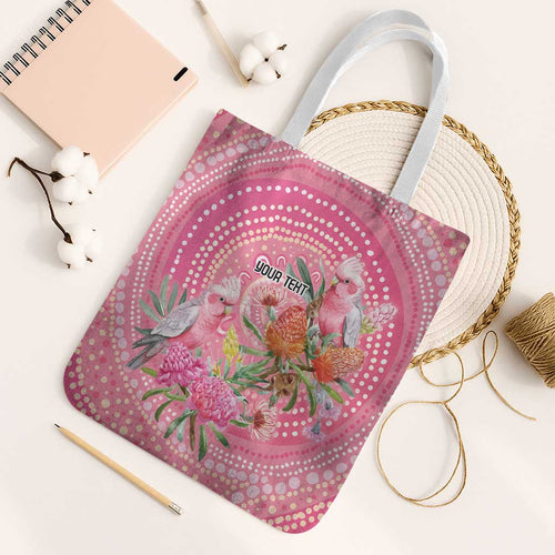 Personalized Pink Galah Aboriginal Dot Art Tote Bag Australia’s Breast Cancer Awareness - Aussie Hoodie