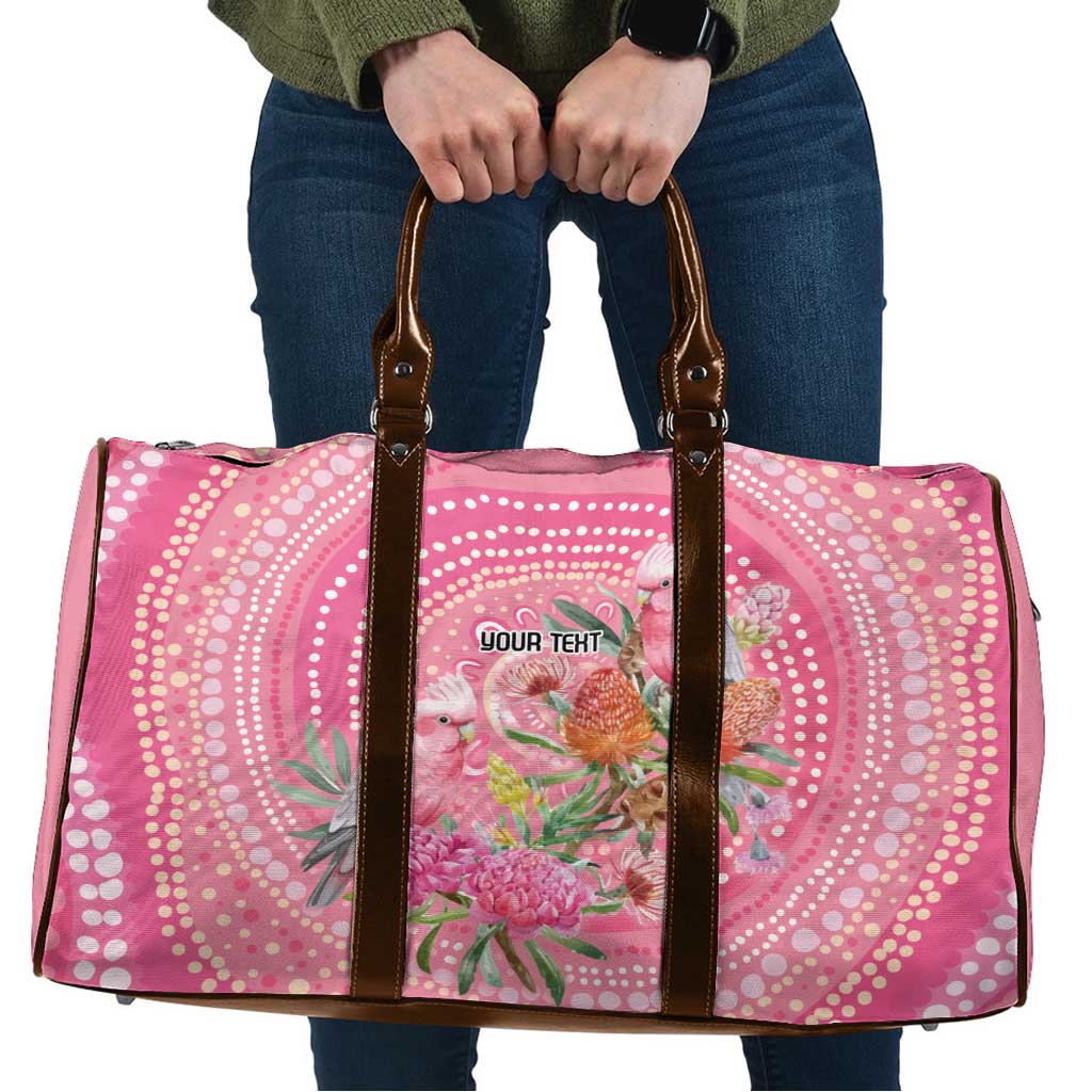 Personalized Pink Galah Aboriginal Dot Art Travel Bag Australia’s Breast Cancer Awareness - Aussie Hoodie