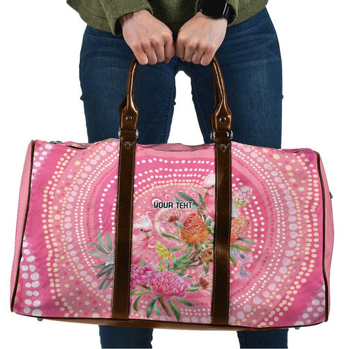 Personalized Pink Galah Aboriginal Dot Art Travel Bag Australia’s Breast Cancer Awareness - Aussie Hoodie