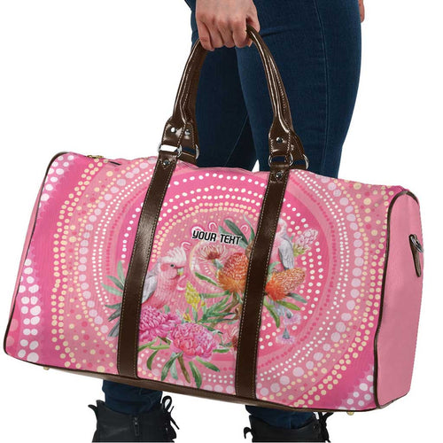 Personalized Pink Galah Aboriginal Dot Art Travel Bag Australia’s Breast Cancer Awareness - Aussie Hoodie