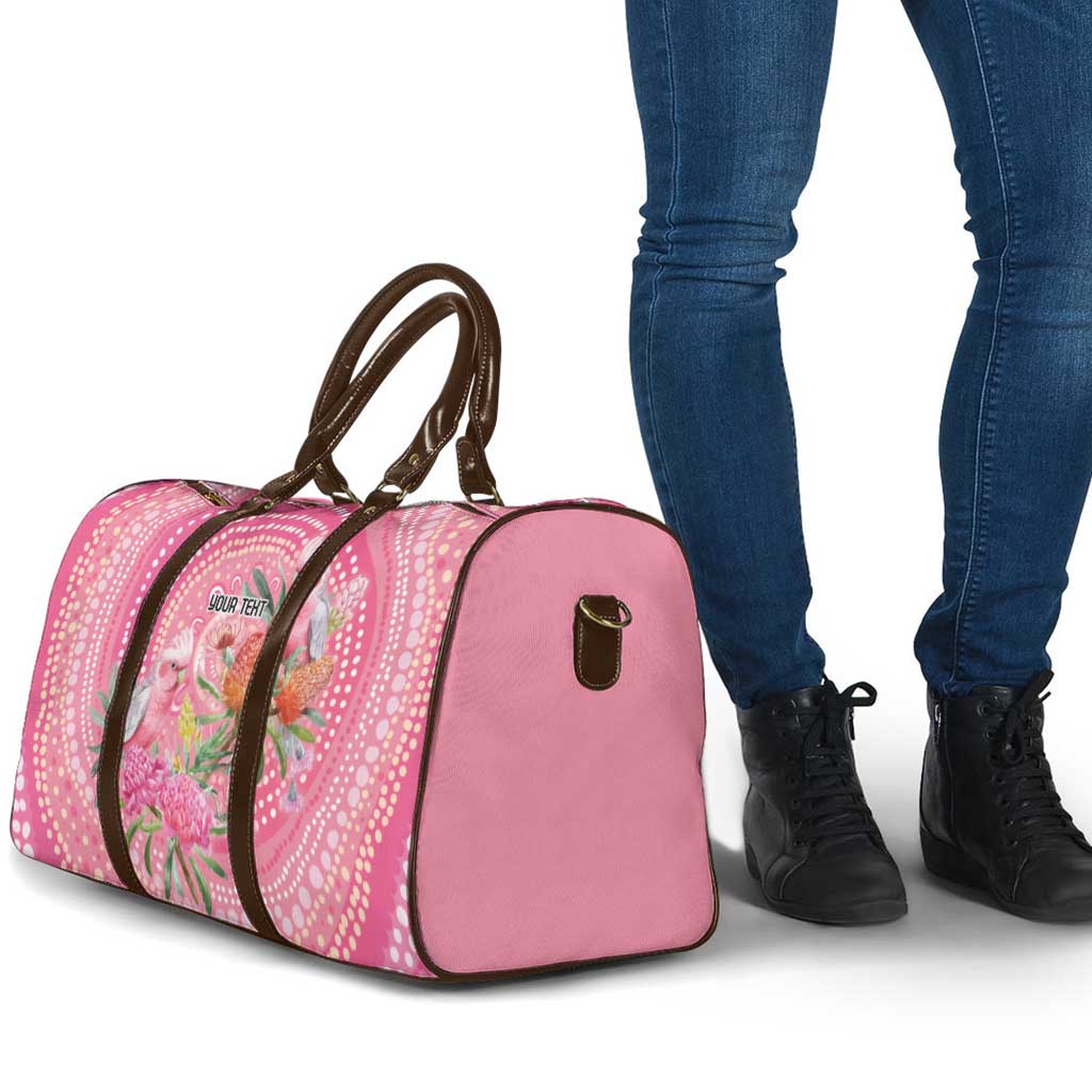 Personalized Pink Galah Aboriginal Dot Art Travel Bag Australia’s Breast Cancer Awareness - Aussie Hoodie