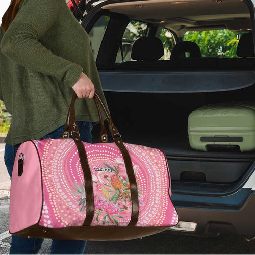 Personalized Pink Galah Aboriginal Dot Art Travel Bag Australia’s Breast Cancer Awareness - Aussie Hoodie