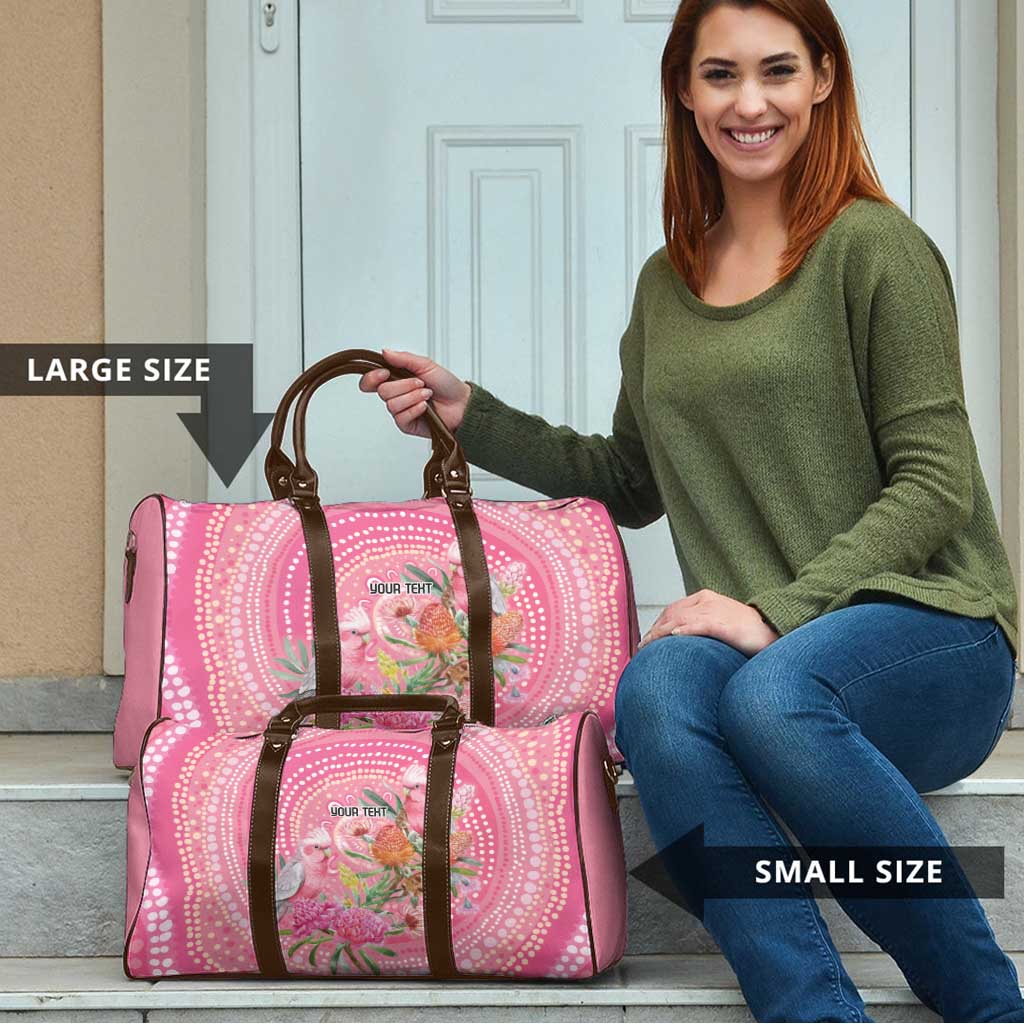 Personalized Pink Galah Aboriginal Dot Art Travel Bag Australia’s Breast Cancer Awareness - Aussie Hoodie