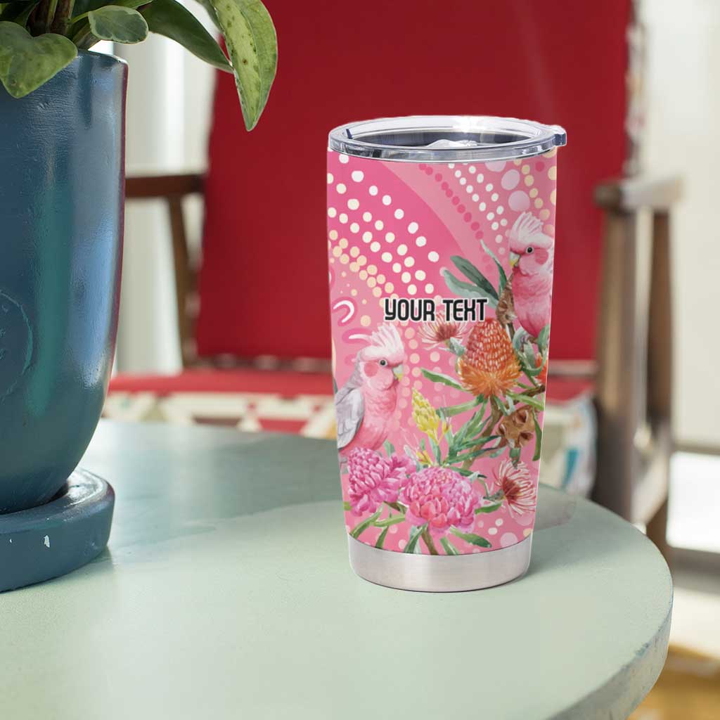 Personalized Pink Galah Aboriginal Dot Art Tumbler Cup Australia’s Breast Cancer Awareness - Aussie Hoodie