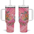 Personalized Pink Galah Aboriginal Dot Art Tumbler With Handle Australia’s Breast Cancer Awareness - Aussie Hoodie