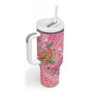 Personalized Pink Galah Aboriginal Dot Art Tumbler With Handle Australia’s Breast Cancer Awareness - Aussie Hoodie