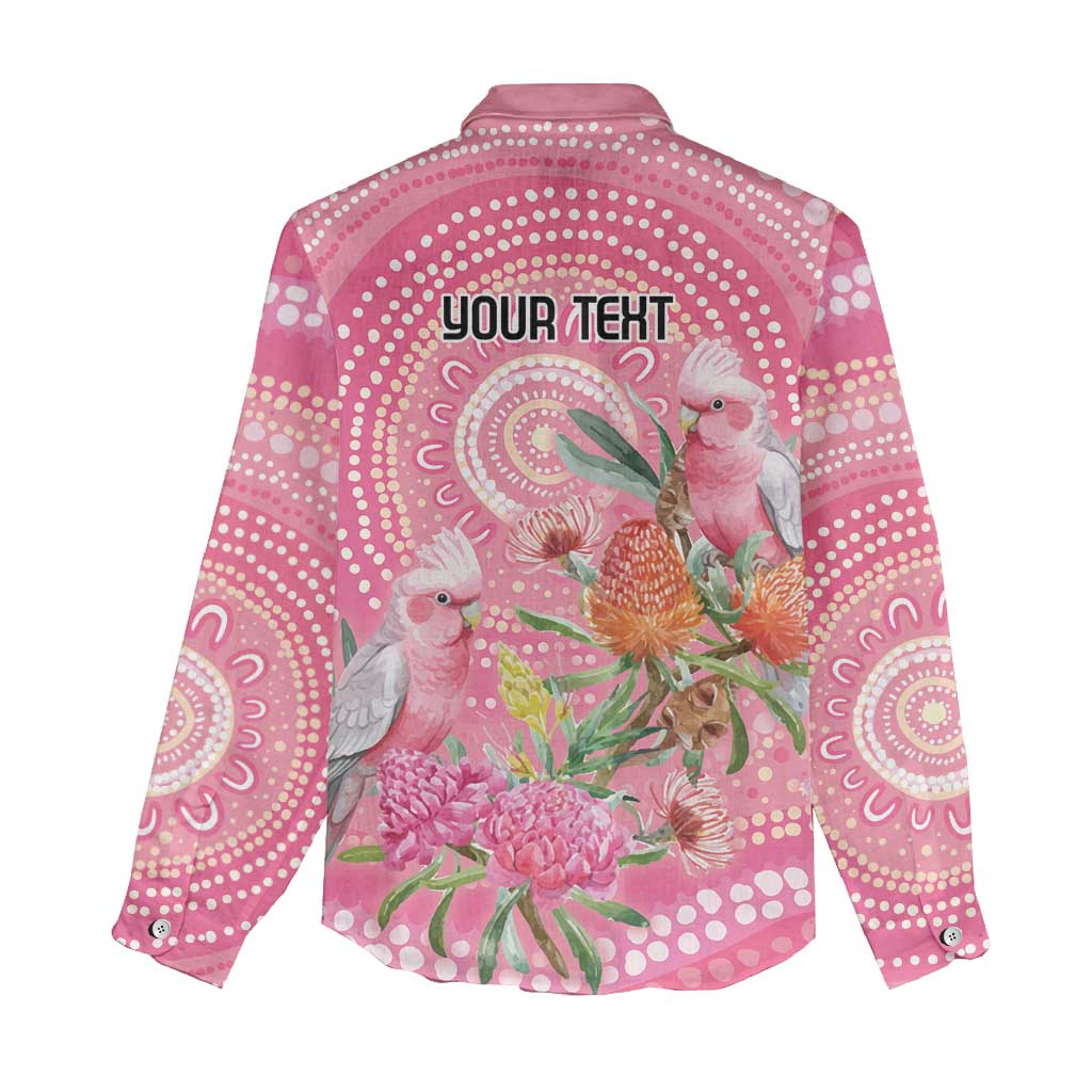 Personalized Pink Galah Aboriginal Dot Art Women Casual Shirt Australia’s Breast Cancer Awareness - Aussie Hoodie