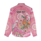 Personalized Pink Galah Aboriginal Dot Art Women Casual Shirt Australia’s Breast Cancer Awareness - Aussie Hoodie