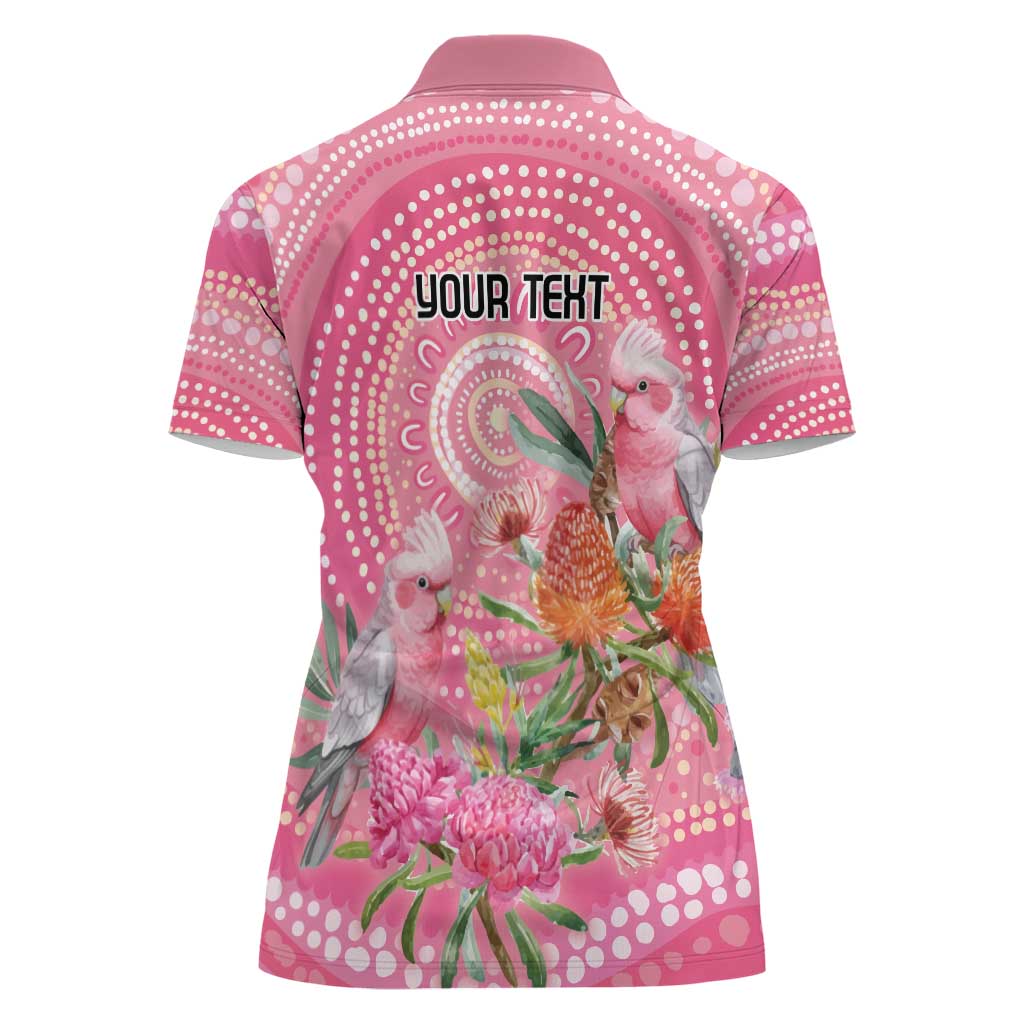 Personalized Pink Galah Aboriginal Dot Art Women Polo Shirt Australia’s Breast Cancer Awareness - Aussie Hoodie