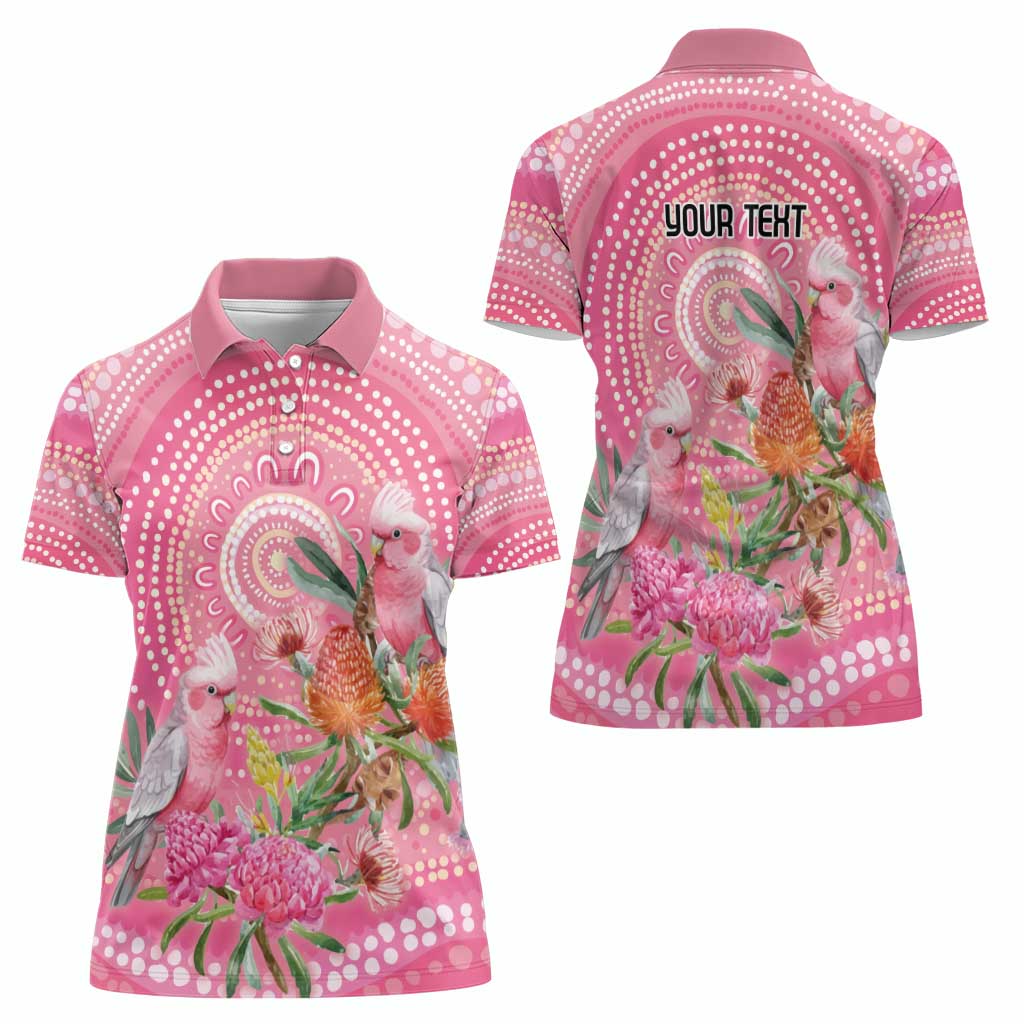 Personalized Pink Galah Aboriginal Dot Art Women Polo Shirt Australia’s Breast Cancer Awareness - Aussie Hoodie