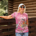 Personalized Pink Galah Aboriginal Dot Art Women Polo Shirt Australia’s Breast Cancer Awareness - Aussie Hoodie