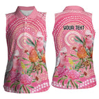 Personalized Pink Galah Aboriginal Dot Art Women Sleeveless Polo Shirt Australia’s Breast Cancer Awareness - Aussie Hoodie