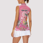 Personalized Pink Galah Aboriginal Dot Art Women Sleeveless Polo Shirt Australia’s Breast Cancer Awareness - Aussie Hoodie